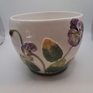 Vtg 5.5" Bassano Italian Ceramiche ABC Pansy Planter Flower Pot